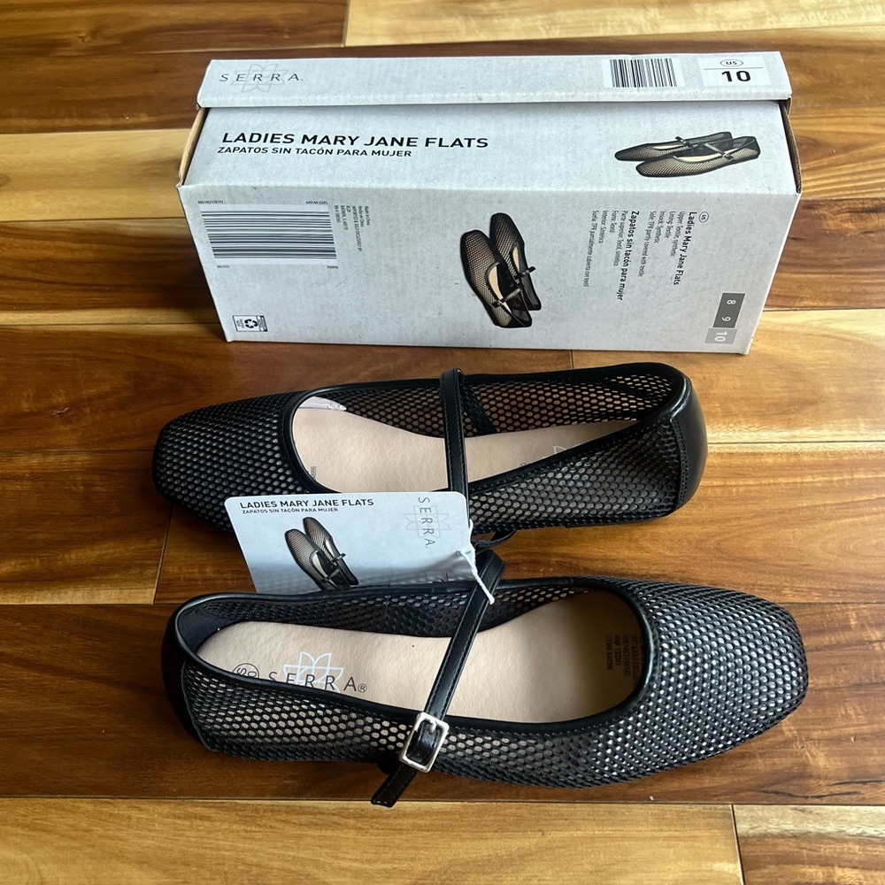 NWT Serra Mesh Black Mary Jane Flats